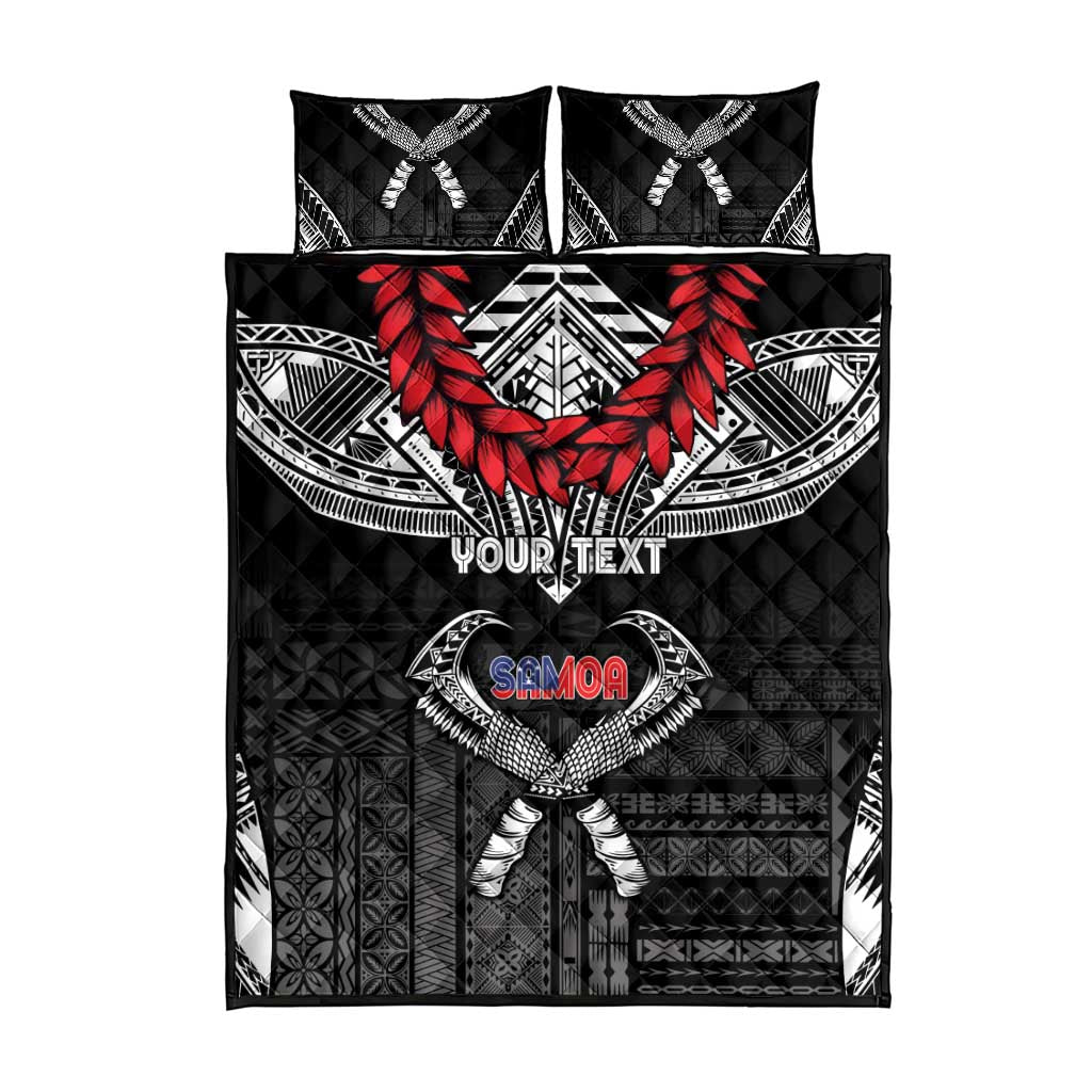 Personalized Talofa Samoa Quilt Bed Set Ulafala With Toa Nifo'oti - Black