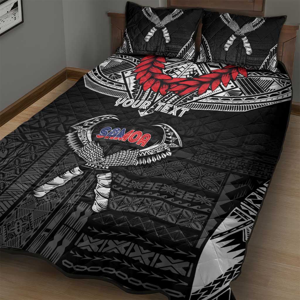 Personalized Talofa Samoa Quilt Bed Set Ulafala With Toa Nifo'oti - Black