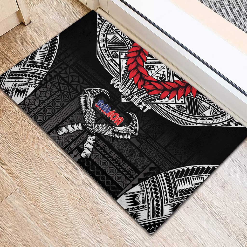 Personalized Talofa Samoa Rubber Doormat Ulafala With Toa Nifo'oti - Black
