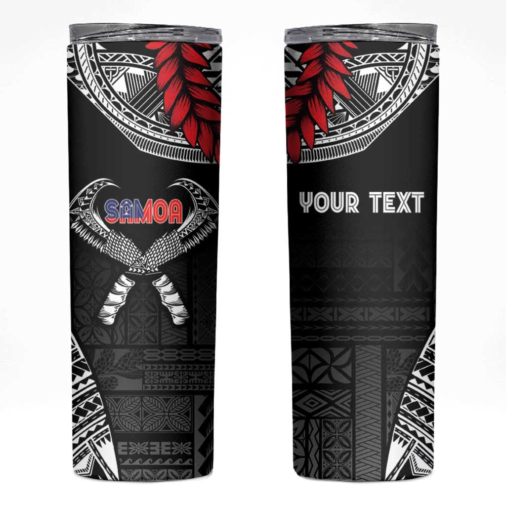 Personalized Talofa Samoa Skinny Tumbler Ulafala With Toa Nifo'oti - Black