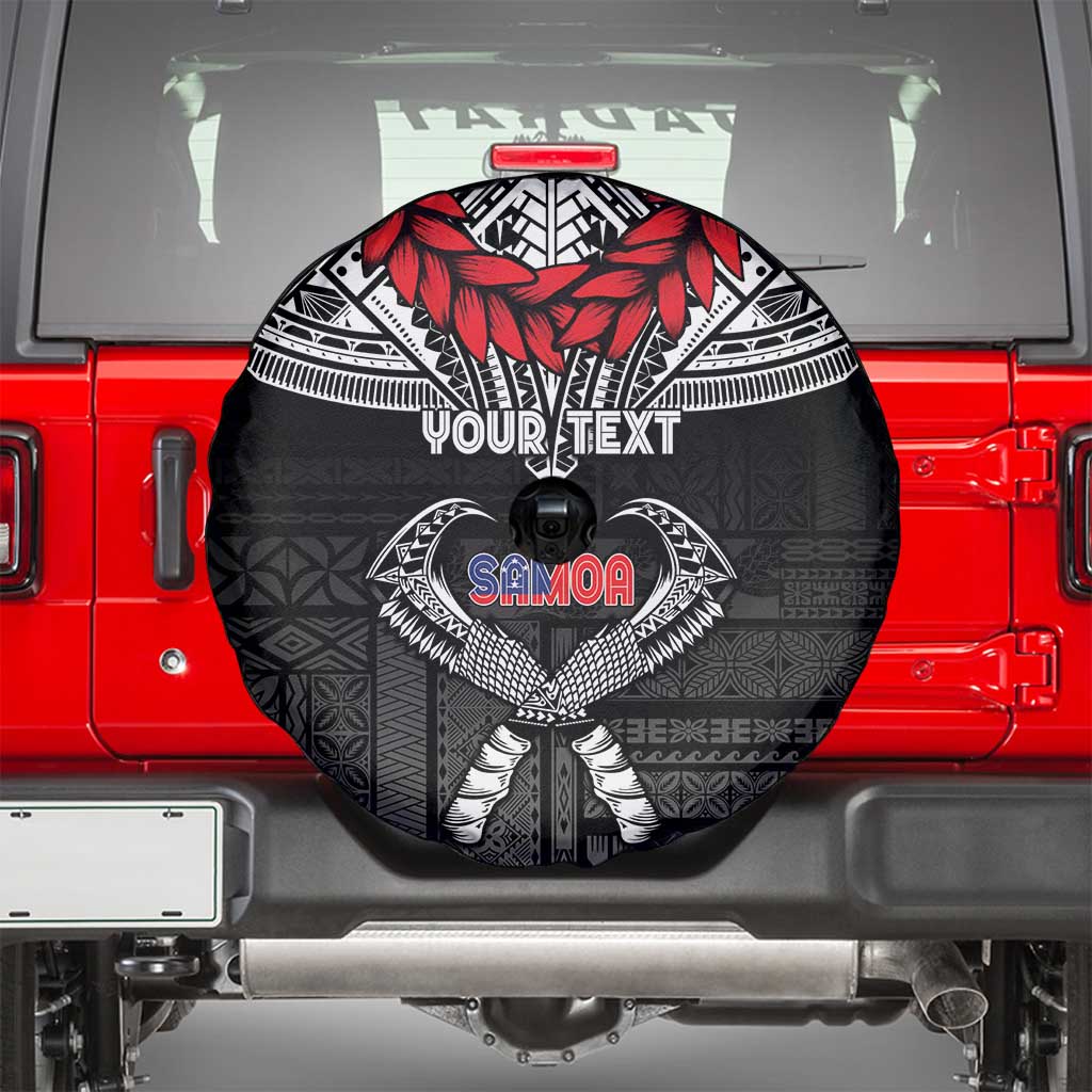 Personalized Talofa Samoa Spare Tire Cover Ulafala With Toa Nifo'oti - Black