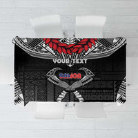 Personalized Talofa Samoa Tablecloth Ulafala With Toa Nifo'oti - Black