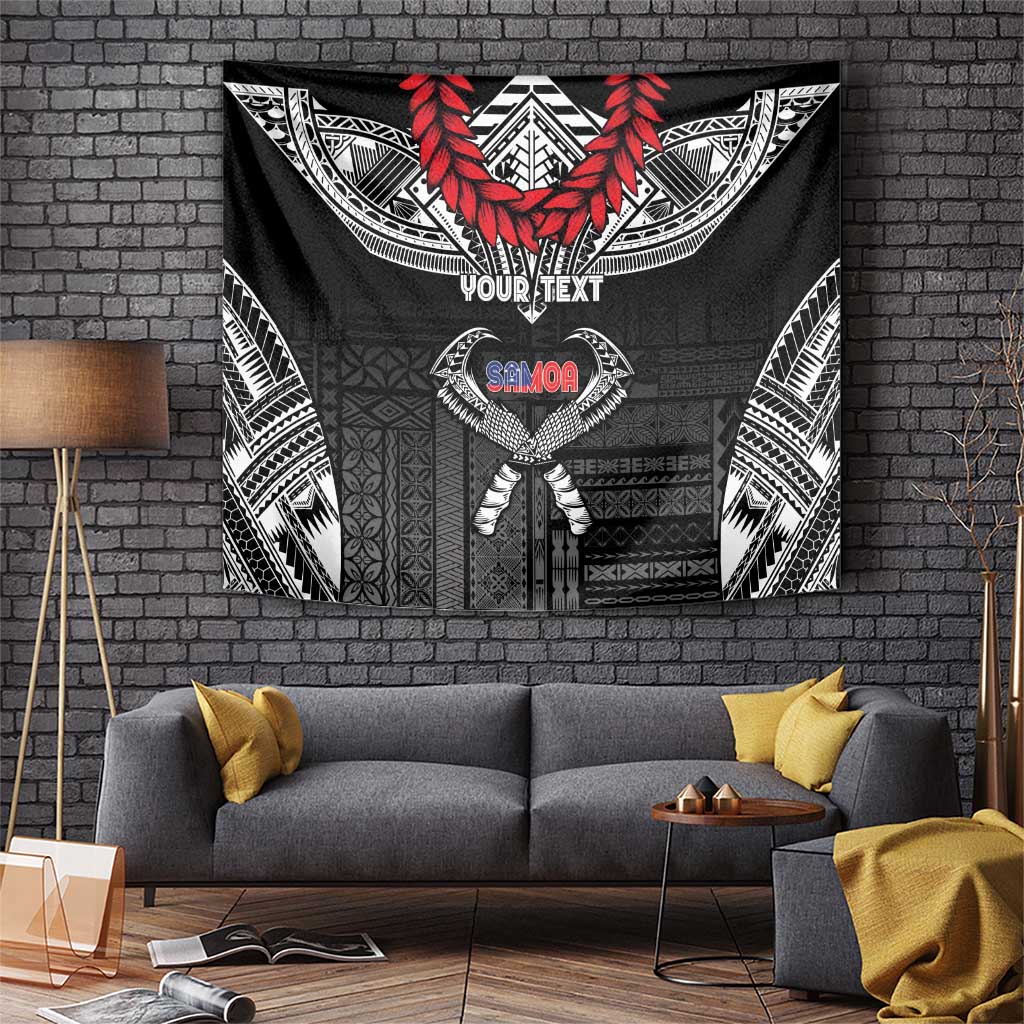Personalized Talofa Samoa Tapestry Ulafala With Toa Nifo'oti - Black