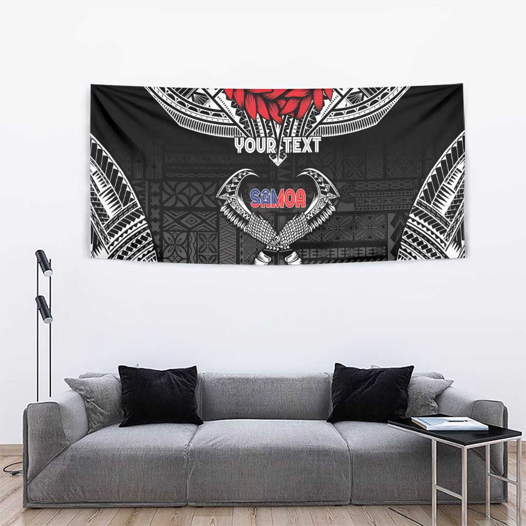 Personalized Talofa Samoa Tapestry Ulafala With Toa Nifo'oti - Black