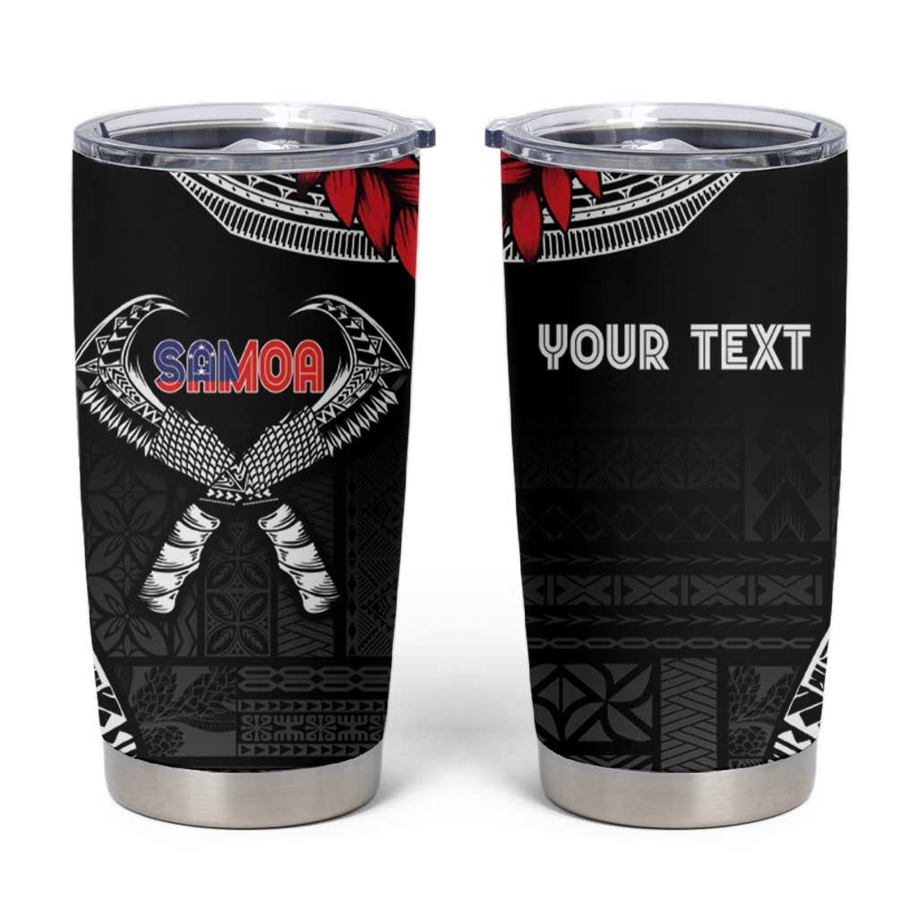 Personalized Talofa Samoa Tumbler Cup Ulafala With Toa Nifo'oti - Black LT7 Black - Polynesian Pride