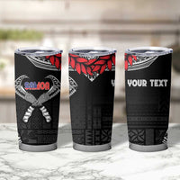 Personalized Talofa Samoa Tumbler Cup Ulafala With Toa Nifo'oti - Black LT7 - Polynesian Pride