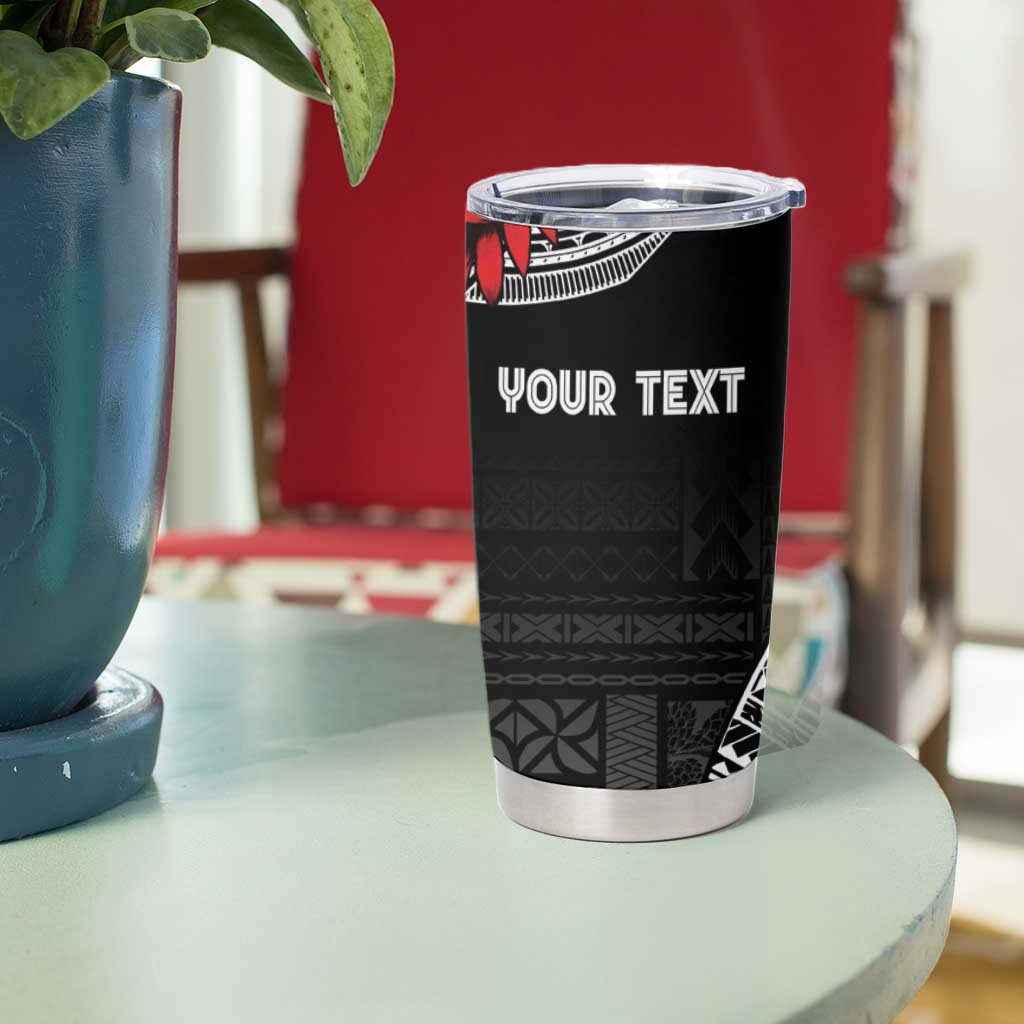 Personalized Talofa Samoa Tumbler Cup Ulafala With Toa Nifo'oti - Black LT7 - Polynesian Pride