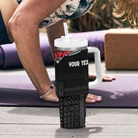 Personalized Talofa Samoa Tumbler With Handle Ulafala With Toa Nifo'oti - Black