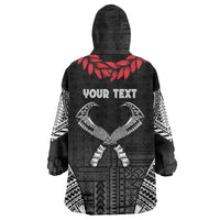Personalized Talofa Samoa Wearable Blanket Hoodie Ulafala With Toa Nifo'oti - Black