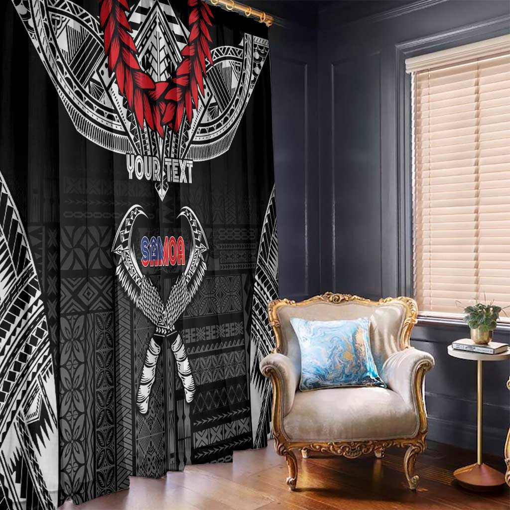 Personalized Talofa Samoa Window Curtain Ulafala With Toa Nifo'oti - Black LT7 - Polynesian Pride