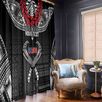 Personalized Talofa Samoa Window Curtain Ulafala With Toa Nifo'oti - Black LT7 - Polynesian Pride