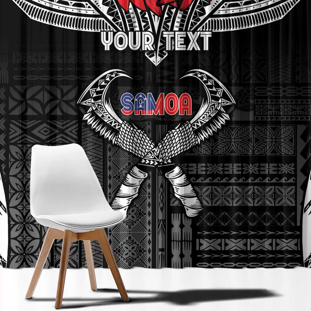 Personalized Talofa Samoa Window Curtain Ulafala With Toa Nifo'oti - Black LT7 - Polynesian Pride