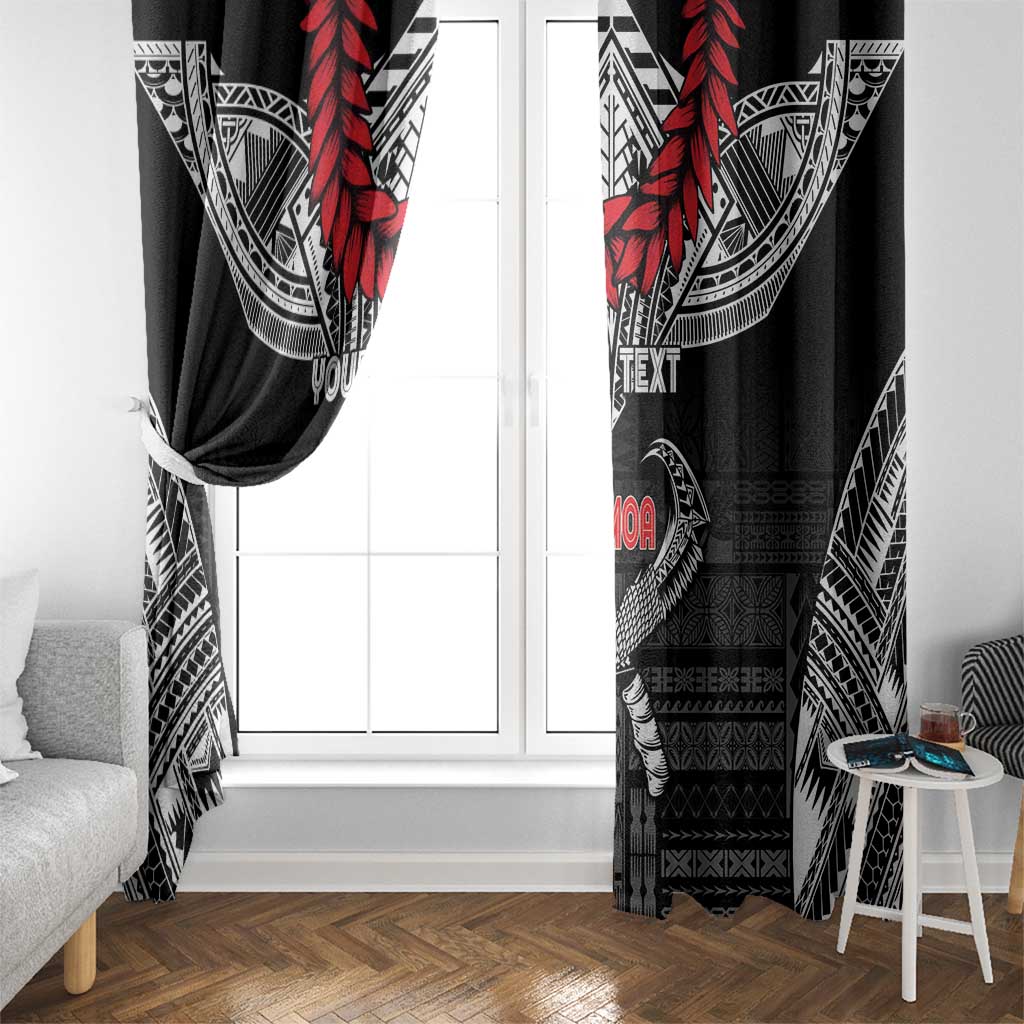 Personalized Talofa Samoa Window Curtain Ulafala With Toa Nifo'oti - Black LT7 - Polynesian Pride