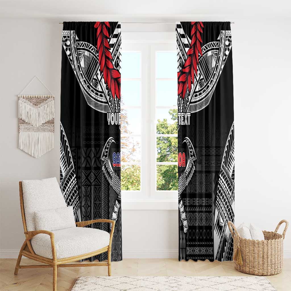 Personalized Talofa Samoa Window Curtain Ulafala With Toa Nifo'oti - Black LT7 - Polynesian Pride