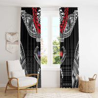 Personalized Talofa Samoa Window Curtain Ulafala With Toa Nifo'oti - Black LT7 - Polynesian Pride