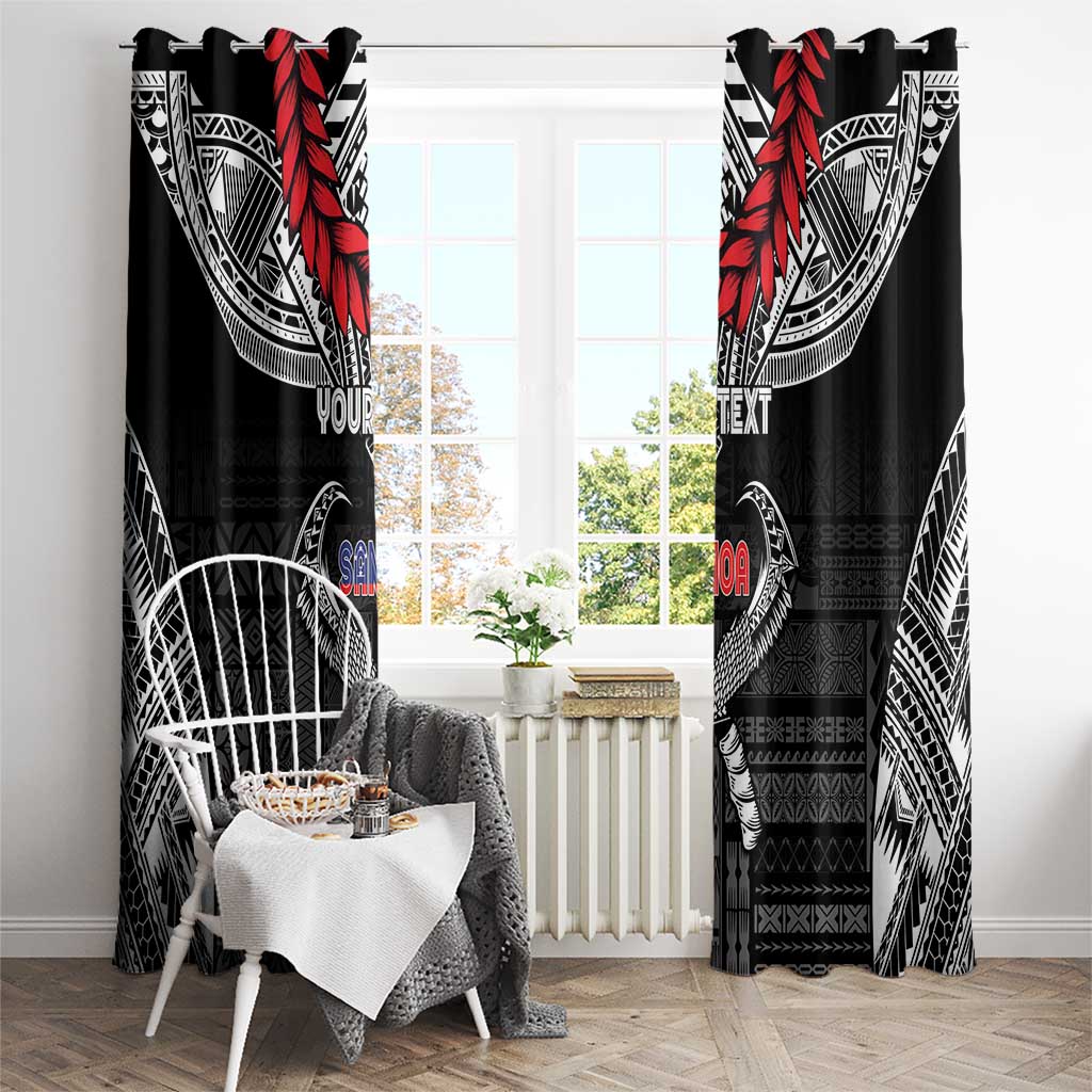 Personalized Talofa Samoa Window Curtain Ulafala With Toa Nifo'oti - Black LT7 - Polynesian Pride