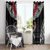 Personalized Talofa Samoa Window Curtain Ulafala With Toa Nifo'oti - Black LT7 - Polynesian Pride