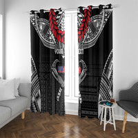 Personalized Talofa Samoa Window Curtain Ulafala With Toa Nifo'oti - Black LT7 With Grommets Black - Polynesian Pride