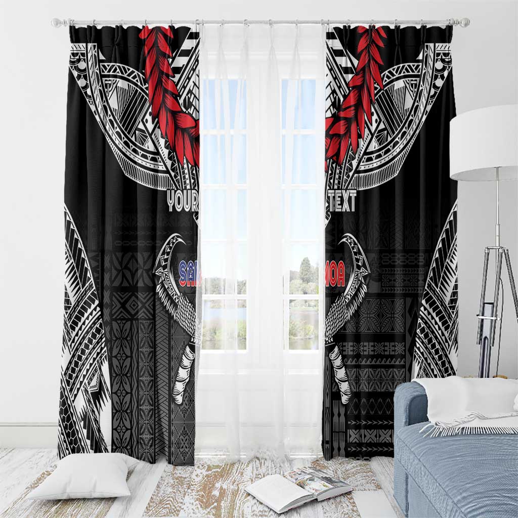 Personalized Talofa Samoa Window Curtain Ulafala With Toa Nifo'oti - Black LT7 - Polynesian Pride