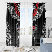 Personalized Talofa Samoa Window Curtain Ulafala With Toa Nifo'oti - Black LT7 - Polynesian Pride