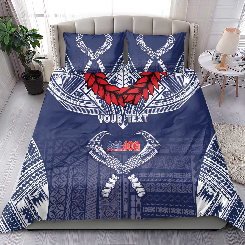 Personalized Talofa Samoa Bedding Set Ulafala With Toa Nifo'oti - Blue