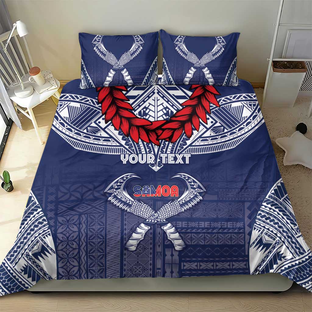 Personalized Talofa Samoa Bedding Set Ulafala With Toa Nifo'oti - Blue
