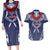Personalized Talofa Samoa Couples Matching Long Sleeve Bodycon Dress and Hawaiian Shirt Ulafala With Toa Nifo'oti - Blue