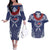 Personalized Talofa Samoa Couples Matching Off The Shoulder Long Sleeve Dress and Hawaiian Shirt Ulafala With Toa Nifo'oti - Blue