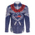 Personalized Talofa Samoa Family Matching Off The Shoulder Long Sleeve Dress and Hawaiian Shirt Ulafala With Toa Nifo'oti - Blue