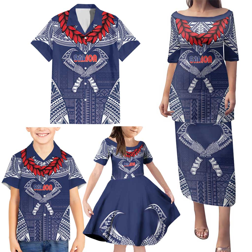 Personalized Talofa Samoa Family Matching Puletasi and Hawaiian Shirt Ulafala With Toa Nifo'oti - Blue