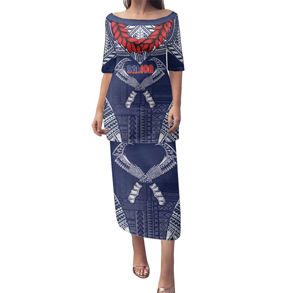 Personalized Talofa Samoa Family Matching Puletasi and Hawaiian Shirt Ulafala With Toa Nifo'oti - Blue