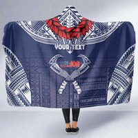 Personalized Talofa Samoa Hooded Blanket Ulafala With Toa Nifo'oti - Blue