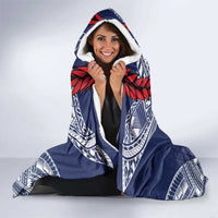 Personalized Talofa Samoa Hooded Blanket Ulafala With Toa Nifo'oti - Blue