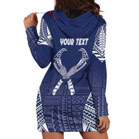 Personalized Talofa Samoa Hoodie Dress Ulafala With Toa Nifo'oti - Blue