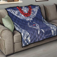 Personalized Talofa Samoa Quilt Ulafala With Toa Nifo'oti - Blue