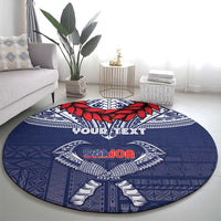 Personalized Talofa Samoa Round Carpet Ulafala With Toa Nifo'oti - Blue