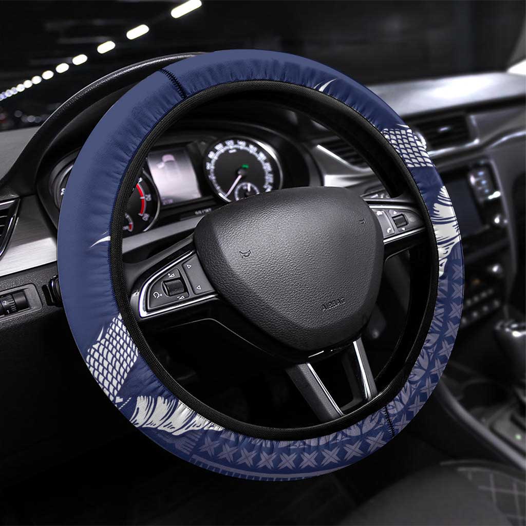 Talofa Samoa Steering Wheel Cover Ulafala With Toa Nifo'oti - Blue