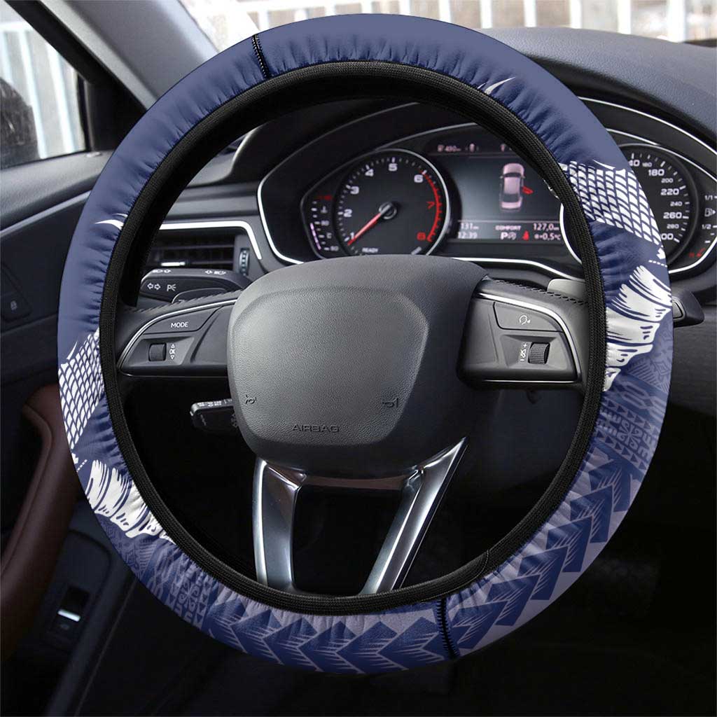 Talofa Samoa Steering Wheel Cover Ulafala With Toa Nifo'oti - Blue