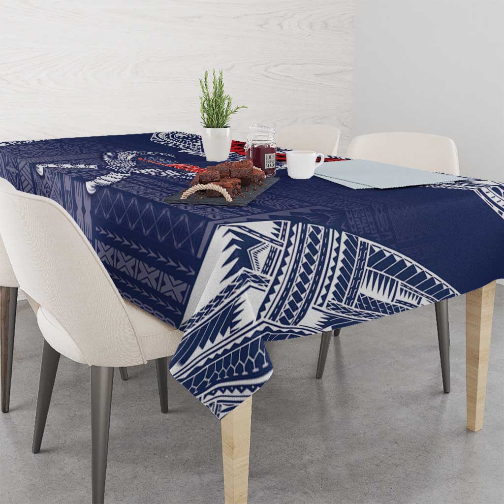 Personalized Talofa Samoa Tablecloth Ulafala With Toa Nifo'oti - Blue