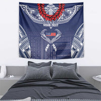 Personalized Talofa Samoa Tapestry Ulafala With Toa Nifo'oti - Blue