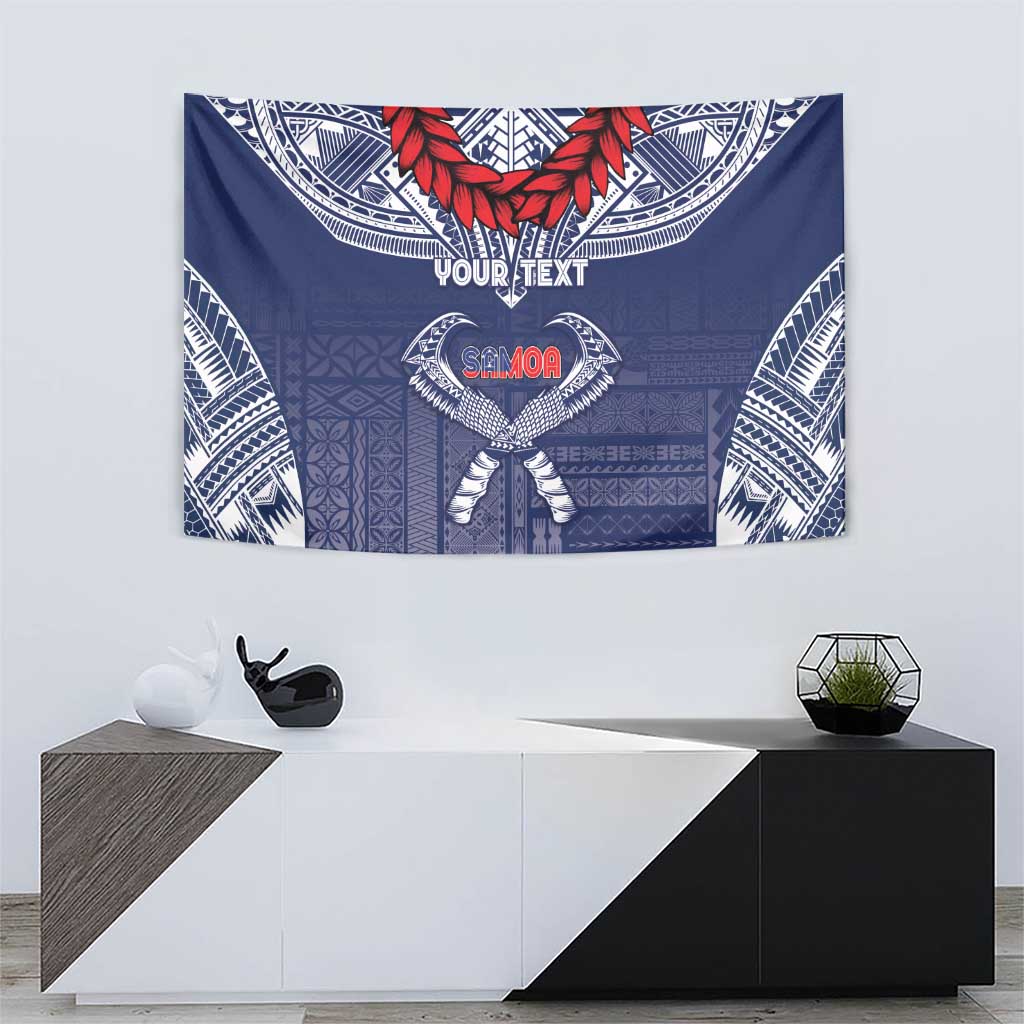 Personalized Talofa Samoa Tapestry Ulafala With Toa Nifo'oti - Blue