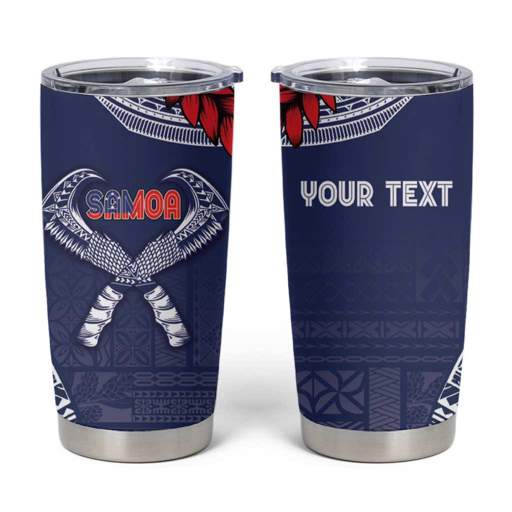 Personalized Talofa Samoa Tumbler Cup Ulafala With Toa Nifo'oti - Blue LT7 Blue - Polynesian Pride