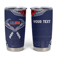 Personalized Talofa Samoa Tumbler Cup Ulafala With Toa Nifo'oti - Blue LT7 Blue - Polynesian Pride