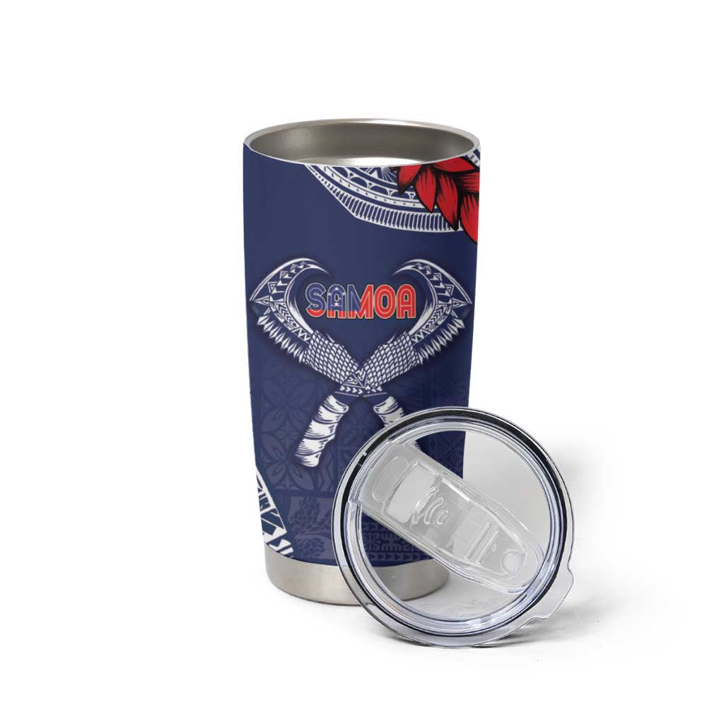 Personalized Talofa Samoa Tumbler Cup Ulafala With Toa Nifo'oti - Blue LT7 - Polynesian Pride