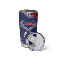 Personalized Talofa Samoa Tumbler Cup Ulafala With Toa Nifo'oti - Blue LT7 - Polynesian Pride
