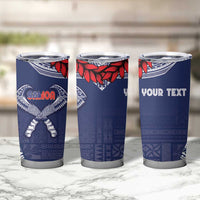 Personalized Talofa Samoa Tumbler Cup Ulafala With Toa Nifo'oti - Blue LT7 - Polynesian Pride