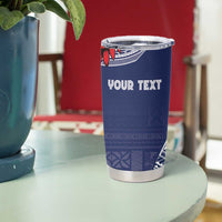 Personalized Talofa Samoa Tumbler Cup Ulafala With Toa Nifo'oti - Blue LT7 - Polynesian Pride