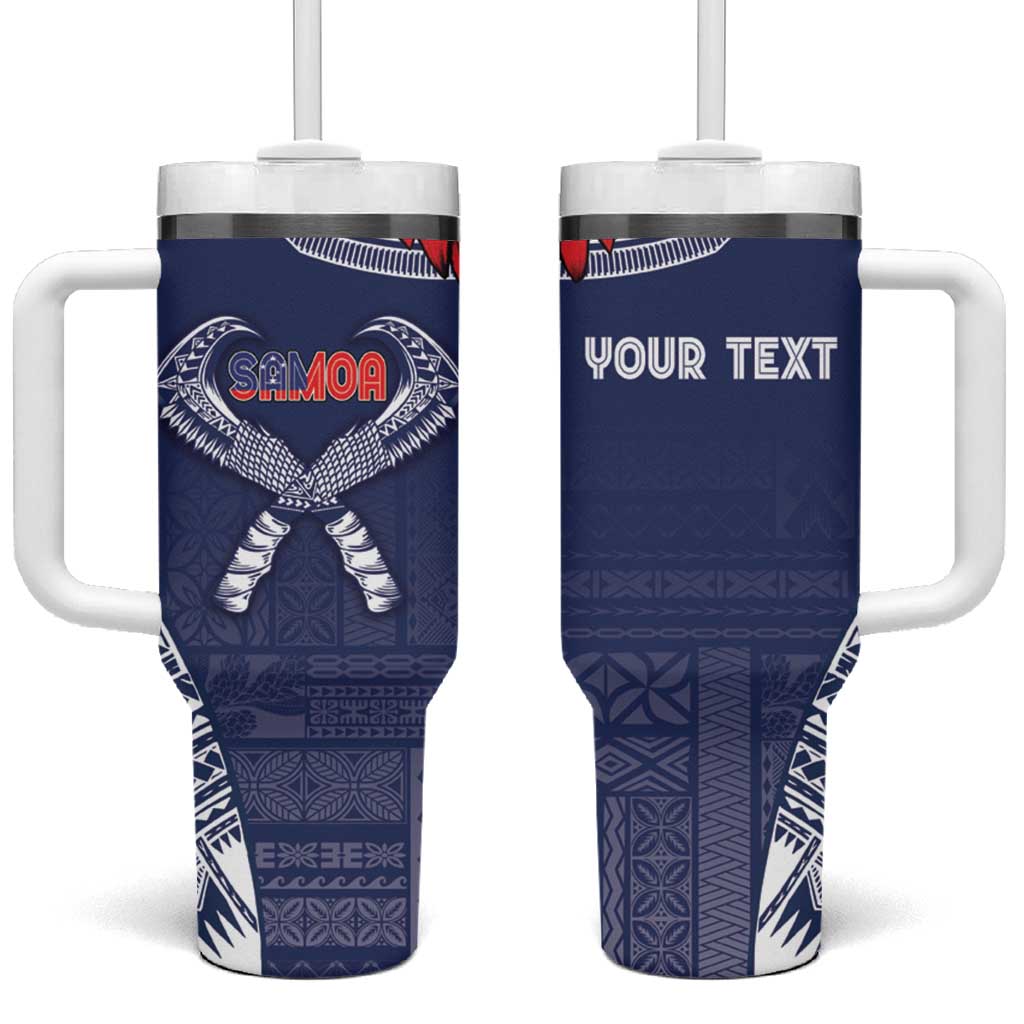 Personalized Talofa Samoa Tumbler With Handle Ulafala With Toa Nifo'oti - Blue LT7 One Size: 40 oz Blue - Polynesian Pride