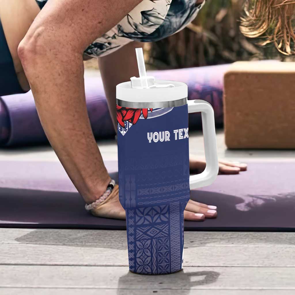 Personalized Talofa Samoa Tumbler With Handle Ulafala With Toa Nifo'oti - Blue LT7 - Polynesian Pride
