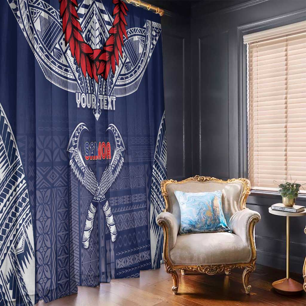 Personalized Talofa Samoa Window Curtain Ulafala With Toa Nifo'oti - Blue LT7 - Polynesian Pride
